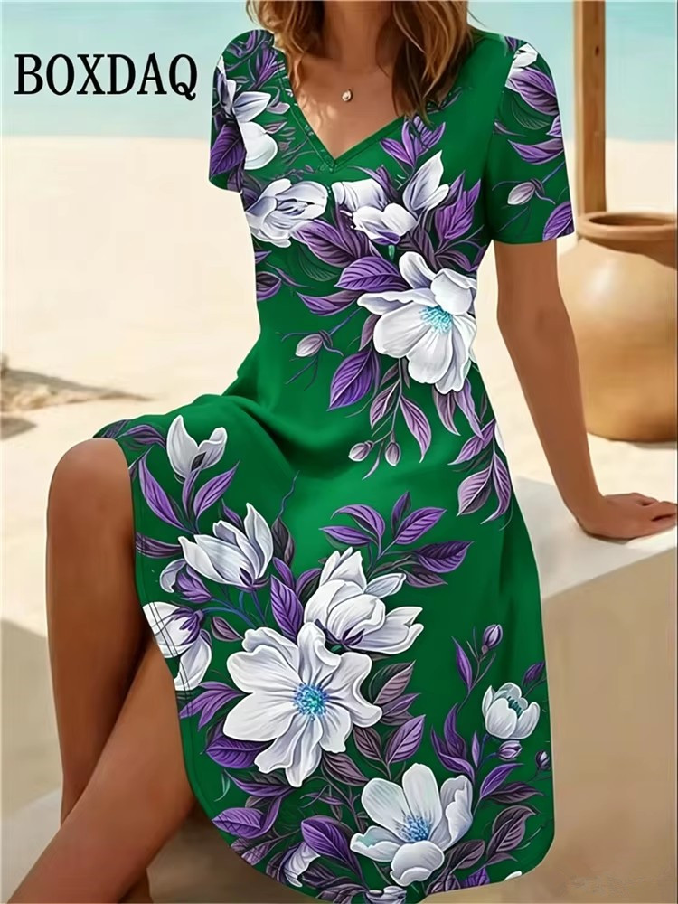 Romper Floral Print - Vestidos Femininos Plus Size 6XL, Vestido