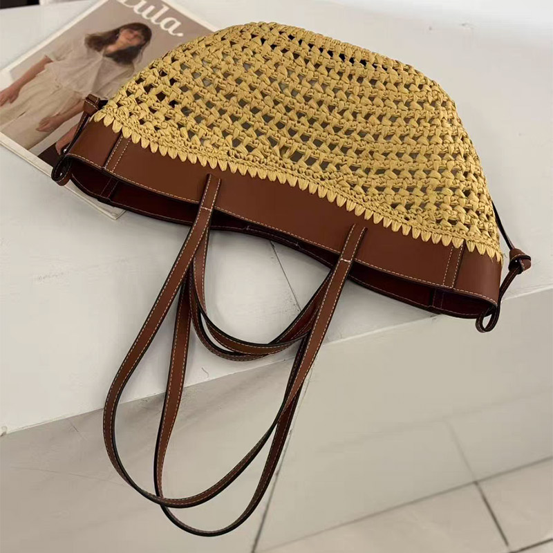 Marca oco tecido saco de praia - Crochet Bag Raffia avaliação e preço