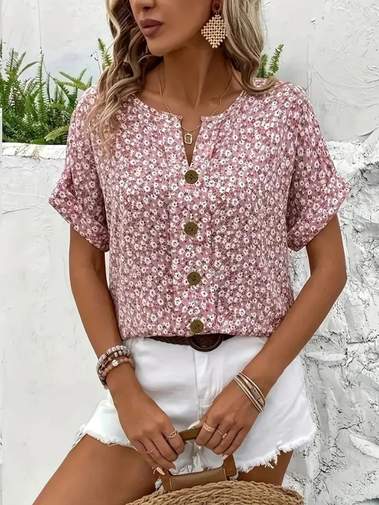 Plus size camisas femininas 20 - Romper Floral Print avaliação e preço